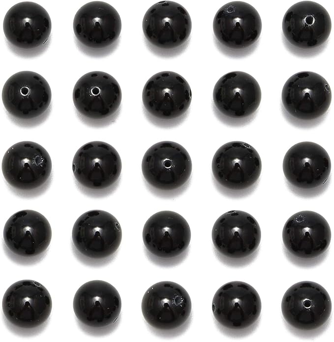 NCB 100pcs Original Natural Stone Beads Gemstone Round Loose Beads 6mm 8mm 10mm (Black Onyx Agate, 10mm 100Beads)