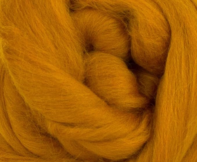 Revolution Fibers Merino Wool Combed Top | 1 lb Premium Wool Roving | 22 Micron, Best Merino Wool for Spinning, Tapestry, Needle Felting, Big Yarn Roving and Wall Hangings (Amber)