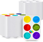 100 Pcs White Plastic Paint Palette 6 Well Watercolor Palette Paint Palettes Craft Paint Trays Finger Painting Tray Rectangular Plastic Paint Tray for DIY Art Painting Watercolor Craft