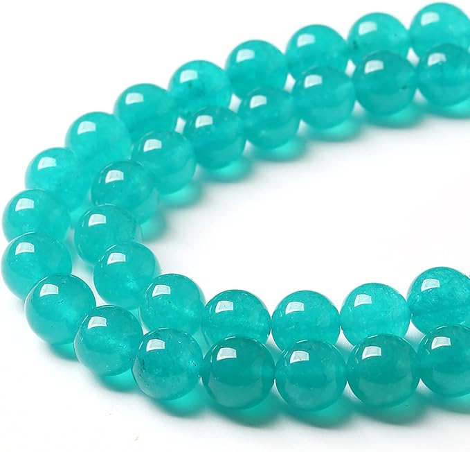 120PCS 6mm Natural Stone Beads Blue Amazonite Jade Stone Round Loose Beads for Jewelry Making DIY Bracelet Necklace 32" 2 Strands