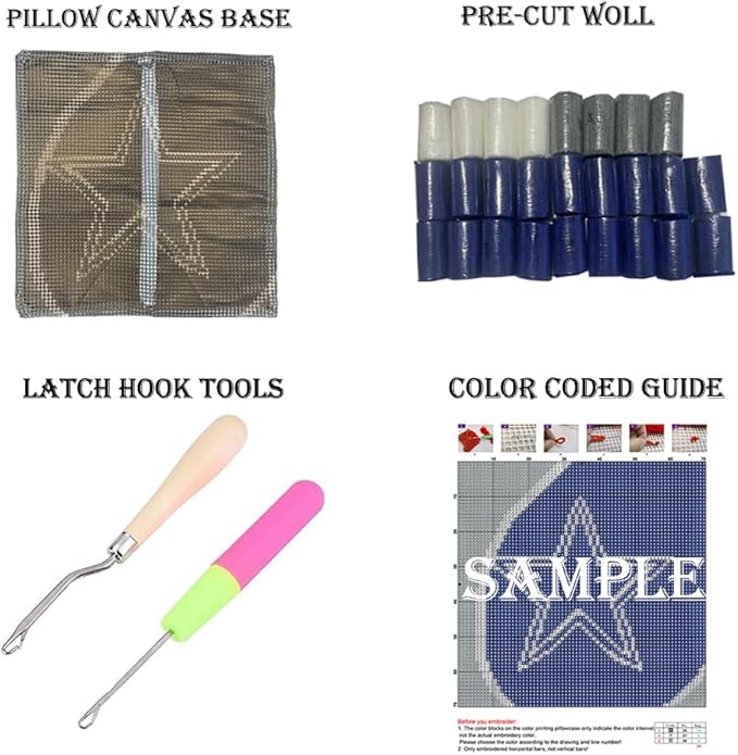 Puzamen Latch Hook Pillow Kits for Kids Adults Beginners