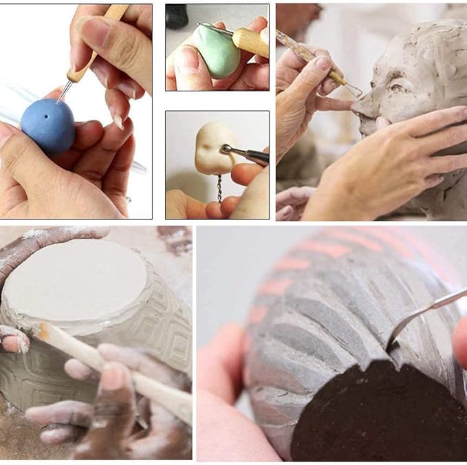 LAMPTOP 61Pcs Pottery Ceramic Tools & Polymer Clay Sculpting Tools Set for Pottery Modeling Clay Tools and Carving, Air Dry Clay Tools