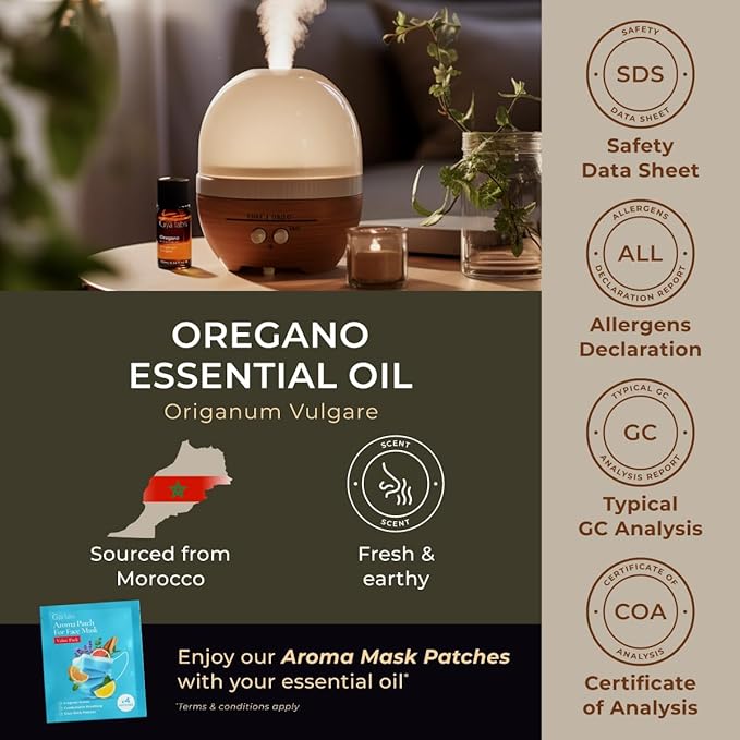 Gya Labs Oregano Essential Oil - 0.34 Fl Oz - for Hair, Skin, Diffuser, Aromatherapy & DIY Candle Making Scent