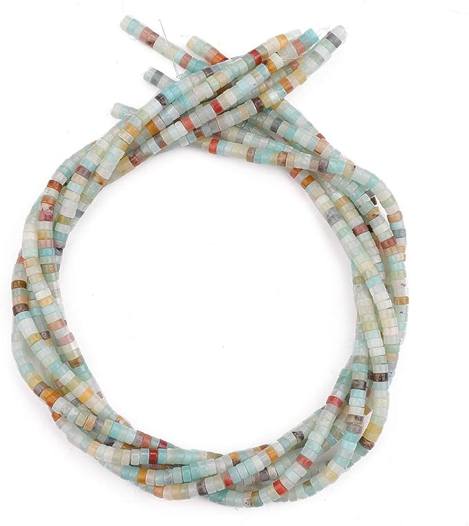 Natural Amazonite Spacer Beads Caps Loose Semi Gemstone for Beading Jewelry Making 4mmx2mm 38cm