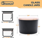 SHOWIN Thick Candle Jars for Making Candles 20 Pcs, 4 OZ Empty Jars with Wood Lids for Candle Making, Sample Container, Matte Black