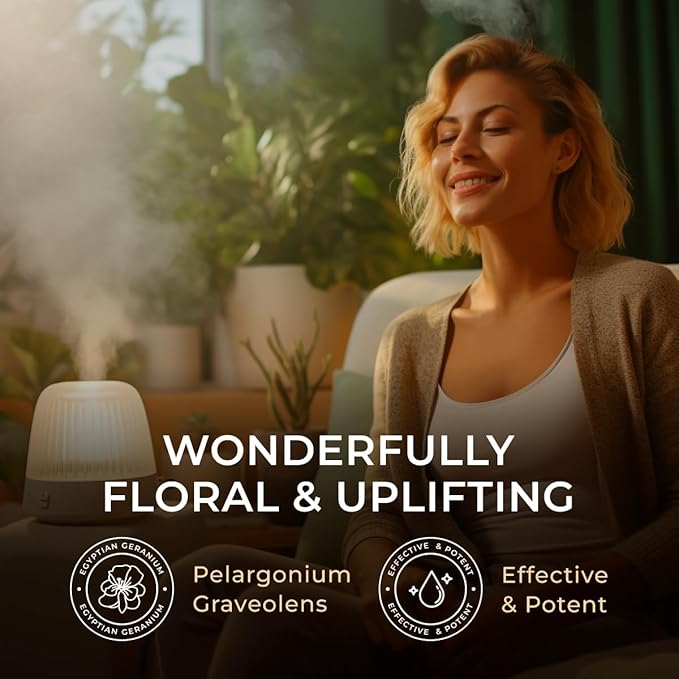 Gya Labs Egyptian Geranium Essential Oil - 0.34 Fl Oz - for Hair, Skin, Diffuser, Aromatherapy & DIY Candle Making Scent