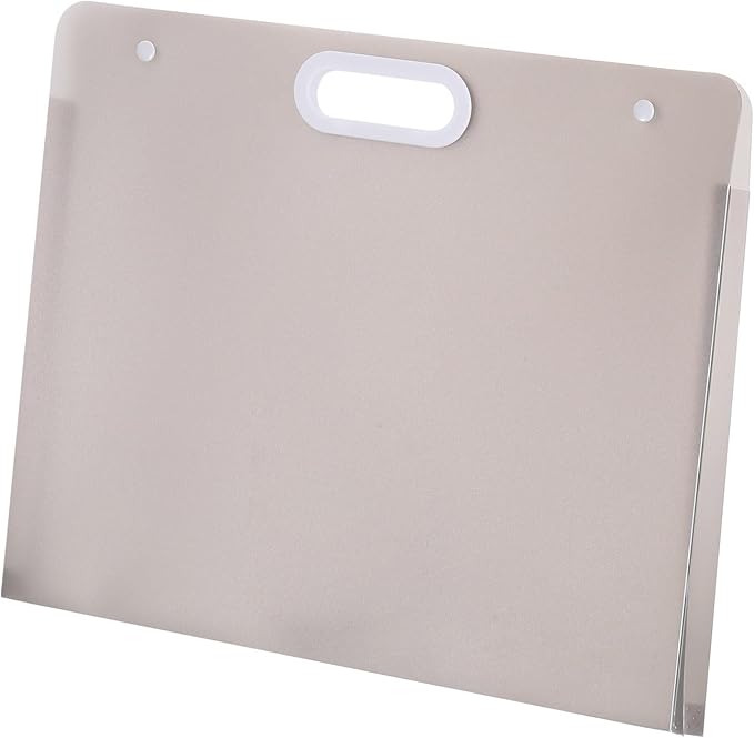 PATIKIL 17 x 14 Inch Plastic Art Portfolio, Large Art Storage Bag with Handles, Waterproof Folder Container for Artwork Drawing Sketch Poster Photography Diamond Painted, Clear Gray