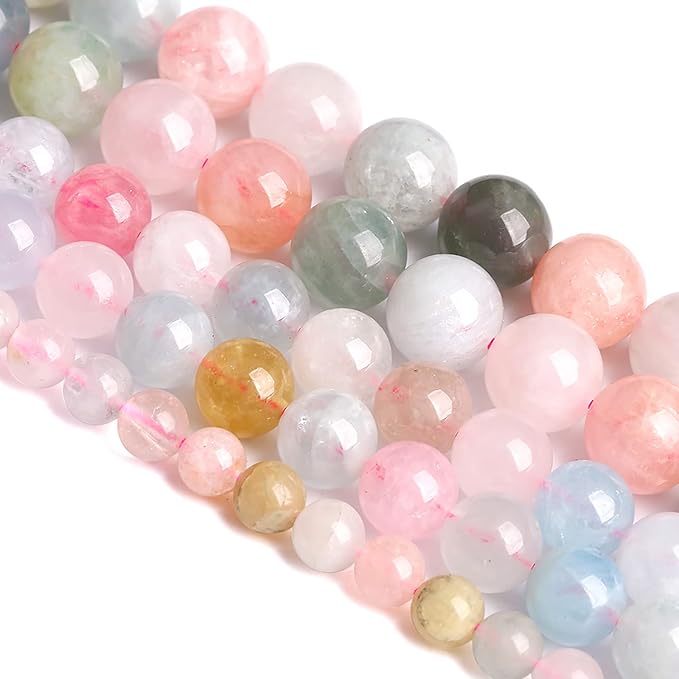 6MM 60PCS Natural Stone Morganite AAA Grade Quartz Beads for Jewelry Making DIY Bracelet