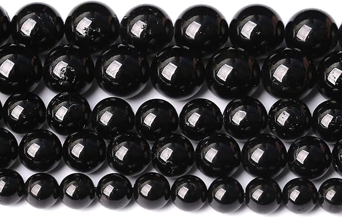 38pcs 10mm AAAA Natural Black Tourmaline Gemstone Beads Round Loose Beads for Jewelry Making DIY Bracelet Necklace