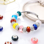 100 Pieces 14mm European Large Hole Spacer Beads Mix Color with Silver Brass Cores Assortments Charm Lampwork Beads Supplies for Necklace Bracelets Jewelry Making (Cat Eye)