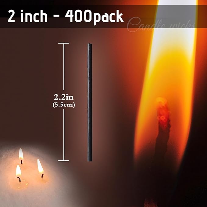 Pearled Candle Extra Wicks 400 Pack for Pearled Candle Making - 2 Inch Black Cotton Candle Wicks for Candle Making DIY