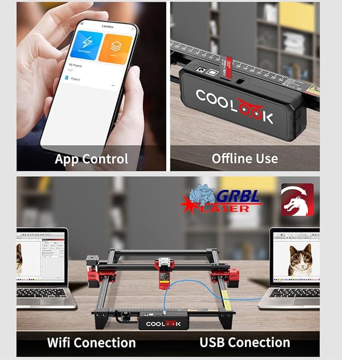 Laser Engraver CK1-55 Laser Cutter 40W, High Precision 5500mW Output, Quick Engraving 30000mm/min, Laser Engraving Machine for Wood Metal Leather