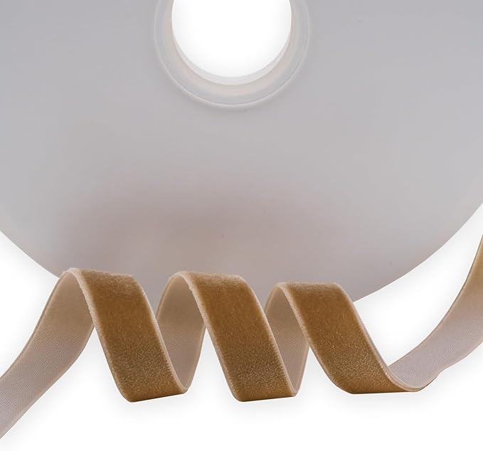 Nylon Single Face Khaki Velvet Ribbon,5/8 Inch X 25 Yards Spool