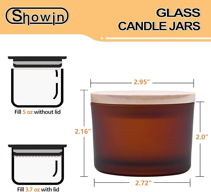 Thick Candle Jars for Making Candles 20 Pcs, 4 OZ Empty Jars with Wood Lids for Candle Making, Sample Container, Frosted Brown