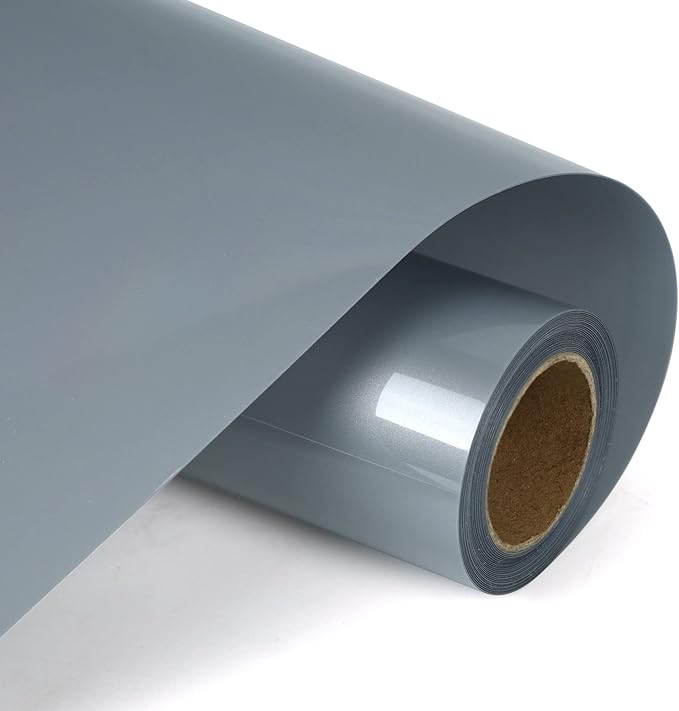HTV Silver Heat Transfer Vinyl Rolls 12 Inch by 5 feet Roll Iron on DIY for T-Shirt Easy to Cut & Weed for Heat Vinyl Design Glossy (5Ft, Silver)