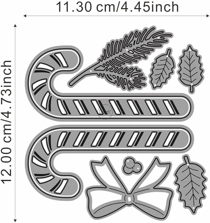 DzIxY Christmas Cane Leaf Metal Cutting Dies for Card Making Kit Embossing Paper Die Cuts Set Scrapbook Stencils Supplies Machine Templates