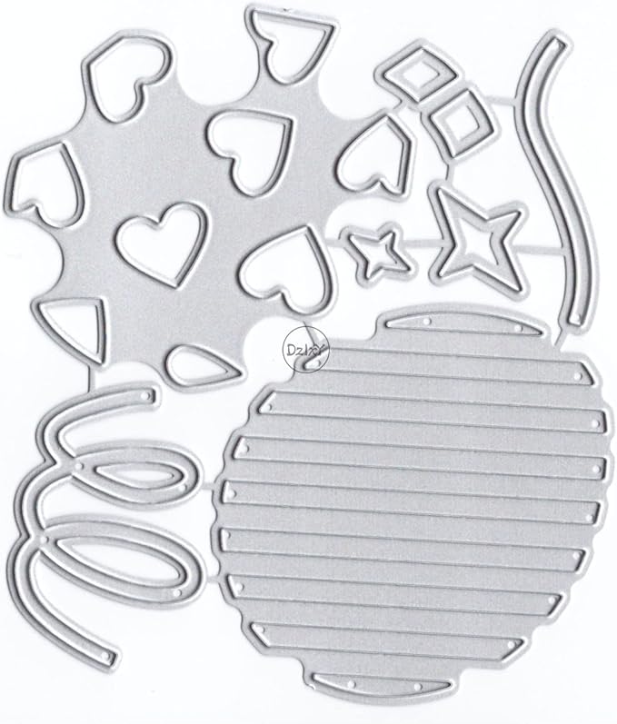 DzIxY Stars Heart Balloon Metal Cutting Dies for Card Making Kit Embossing Paper Die Cuts Scrapbook Machine Stencils Storage Pockets Supplies