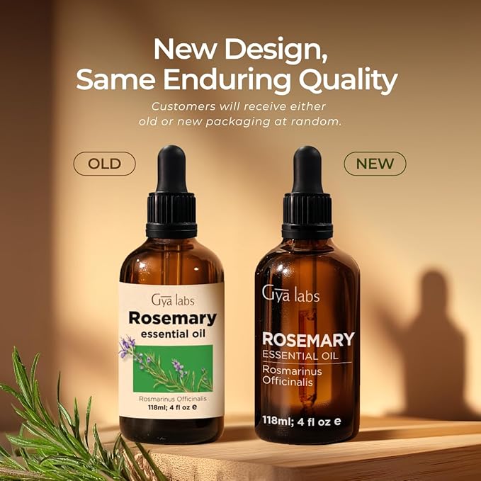 Gya Labs Rosemary Essential Oil - 4 Fl Oz - for Hair, Skin, Diffuser, Aromatherapy & DIY Candle Making Scent
