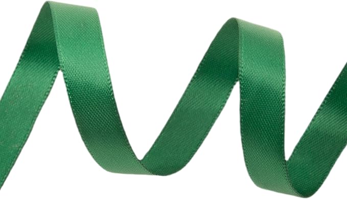 Forest Green Ribbon 3/8 Inch Double Face Satin Ribbon for Gift Wrapping Hair Bows Making Chair Sash Valentine's Day Wedding Birthday Invitation Decorations Flower Bouquet Christmas, 25 Yards