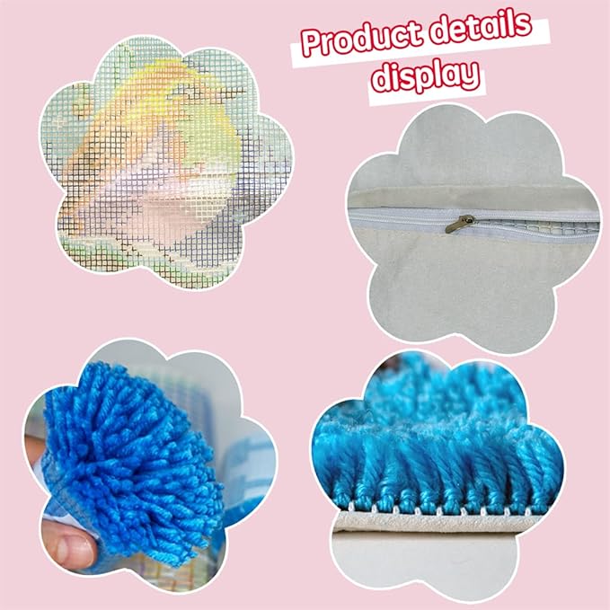 DL-YTG Latch Hook Kits Pillow Winter Bird Crochet Yarn Cushion Colour Pre-Printed Canvas Rug Needlework DIY Pillowcase Hook and Latch Kit Christmas Home Arts Crafts Sofa Decoration 42x42cm/16 X16inch