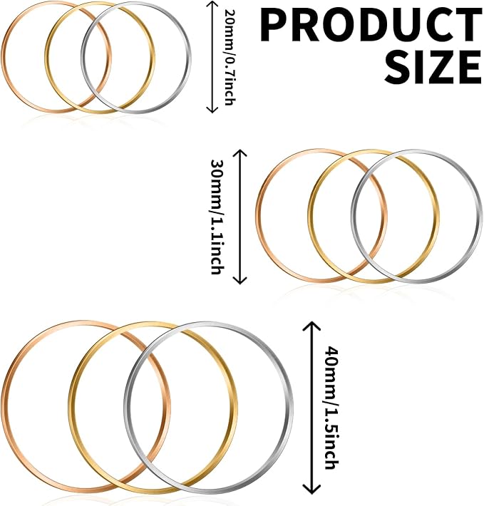 Earrings Beading Hoop Earring Finding Round Earring Circle Charms Beading Hoop for Jewelry Making DIY Crafts Art Creation Gift (Round 20/30/40 3 Color)