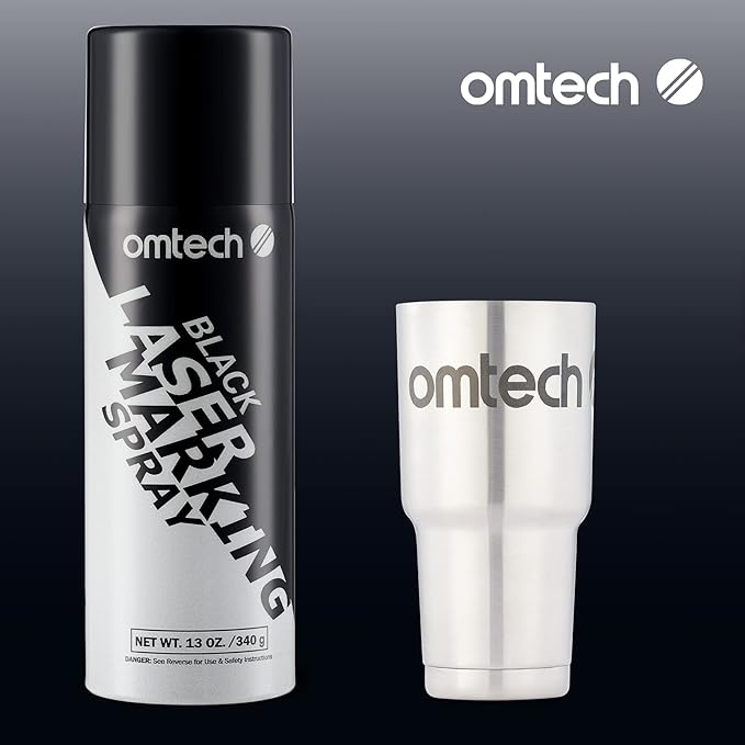 OMTech Laser Marking Spray, Metal Laser Marking Fluid for CO2 Laser Engravers, 3×13oz Aerosol Spray for Black Laser Engraving Metal, Laser Ink for Aluminum Stainless Steel Brass(3 Pack)