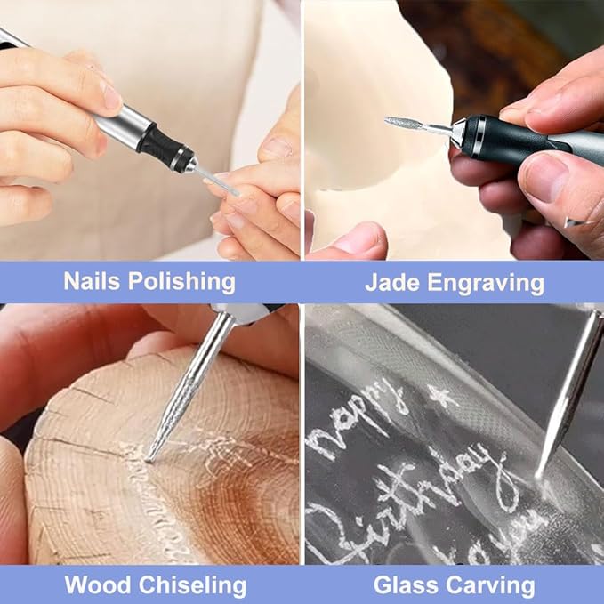 Customized USB Rechargeable Customized Engraving Pen with 37 Bits,Cordless Portable Tool for Metal Wood Glass and Plastic Electric Engraving Pen Kit Engraving Tool for Beginner (Black)