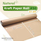 SMART&CASUAL 15" x 450" (37.5') Kraft Paper Roll for Art Craft Supplies Gift Wrapping Moving Packing Kids Painting Drawing Paint Easel Poster Chart Paper (Brown, 15" W x 450" L (37.5'))