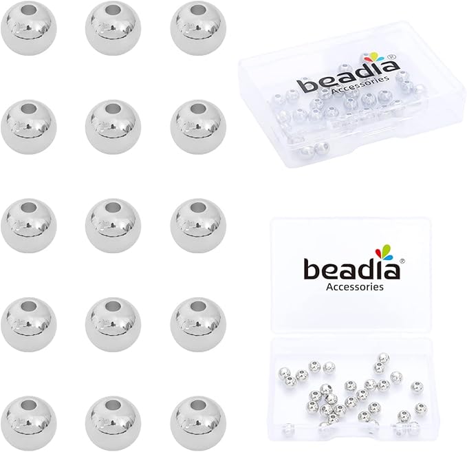 Platinum Plated Round Spacer Beads 6mm 30pcs for Jewelry Making Findings Non Tarnish