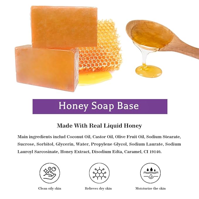 5.2 lbs Honey Soap Base Clear, DIY Handmade Vegan, Cruelty Free, Easy to Cut - Moisturizing Melt and Pour for Soap Making