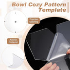Flutesan 3 Pcs Bowl Cozy Pattern Template 8/10/12 Inch Clear Acrylic Bowl Wrap Sewing Pattern Template with 3 Pieces Water Soluble Pen Batting Quilting Cut on Fold Stencil(Point Edge)