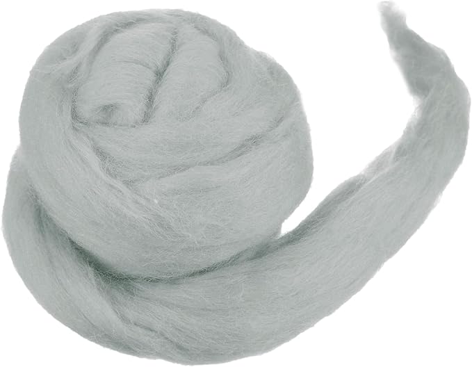 MECCANIXITY Wool Roving Yarn Soft Felting Wool 50g/1.76oz Pure Chunky Roving Yarn for Needle Felting Knitting Blanket Spinning Weaving Art DIY Craft Light Gray
