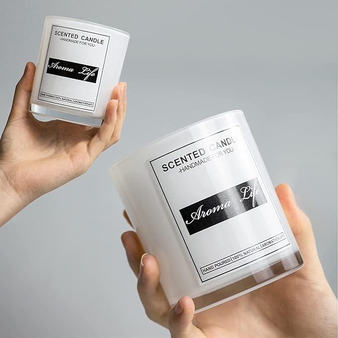 Creahaus 10oz, 16 Pack Thick Candle Jars with Metal Lids for Making Candles, Bulk Inner White Empty Glass Candle Containers & Sticky Labels, Warming Labels Kit, Heat Resistant Candle Vessels