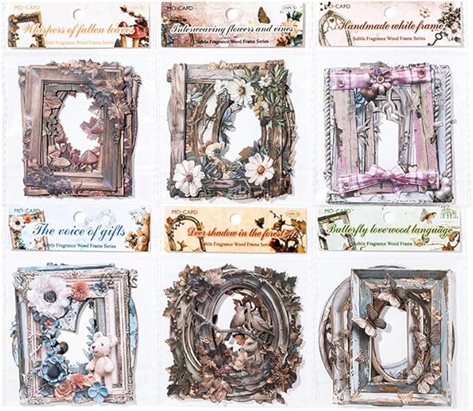 Vintage Photo Frame Scrapbook Cardstock Paper for Junk Journal Collage Card Making Embellishment Retro Art DIY Crafts Decoration (AXMK-S6)