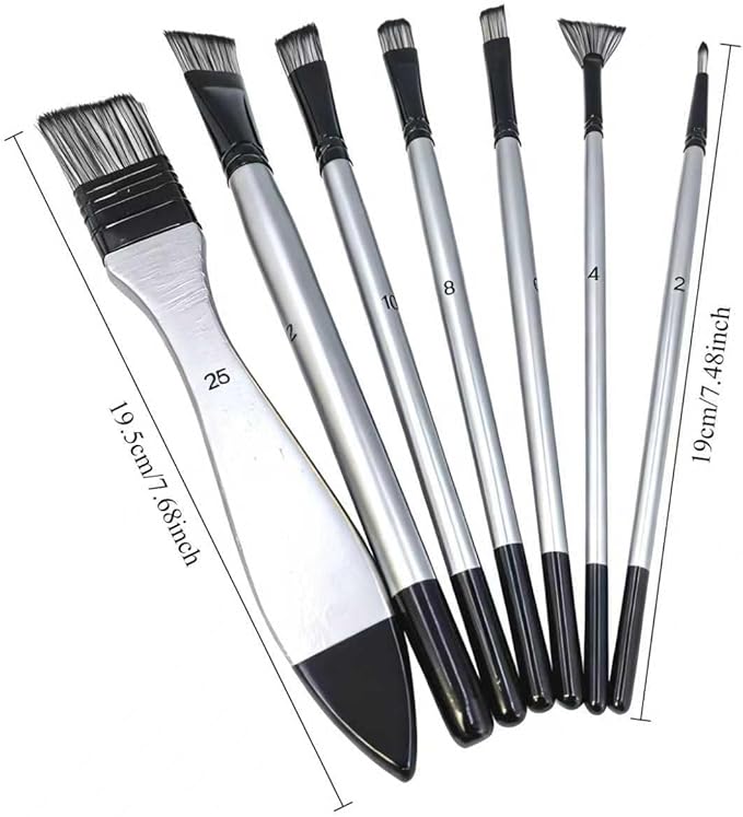 Paint Brushes Set, 1 Pack 7 Pcs Round-Pointed Tip Nylon Hair Artist Acrylic Paint Brushes for Acrylic Painting Oil Watercolor, Face Nail Art, Canvas, Miniature Detailing & Rock Painting