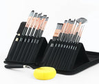 Transon Art Paint Brush Kit 16 Paint Brushes with Foam Brush Sponge Spatula and Art Case for Oil, Acrylic, Watercolor, Gouache, Painting Black Color