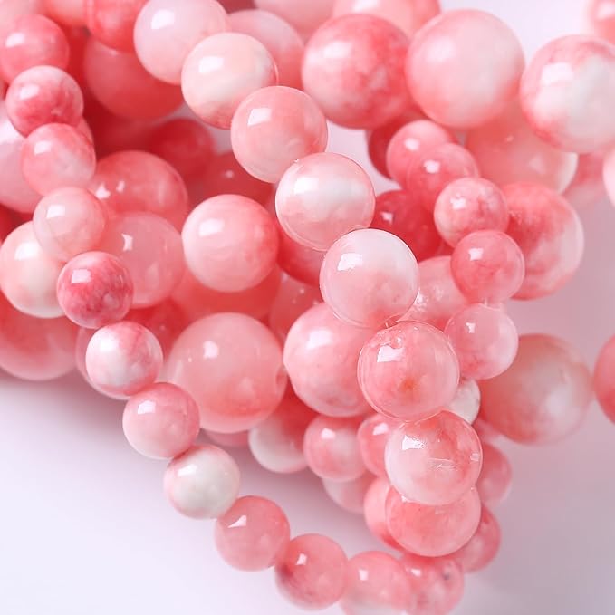 8MM 46PCS Pink Persian Jade Spacer Loose Beads for Jewelry Making DIY Bracelet Necklace