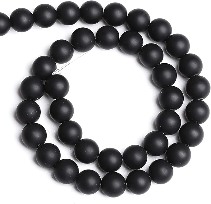 10MM 38PCS Natural Stone Matte Black Agate Loose Beads for Jewelry Making DIY Bracelet Necklace