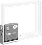 Ampersand Art Supply Floaterframe Readymade Frame for Flat and 7/8" Deep Wood Panel and Canvas Artwork, Paintings, Prints, and More, 11"x14", White Thin