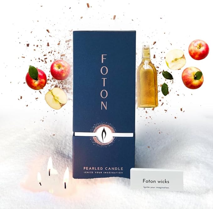 Foton Pearled Candle 18 Oz - Snowy Cider Non Toxic Luxury Long Lasting Powder Wax Sand Candles up to 120 Hours - Refillable Pearl Candle Sand with 30 Wicks