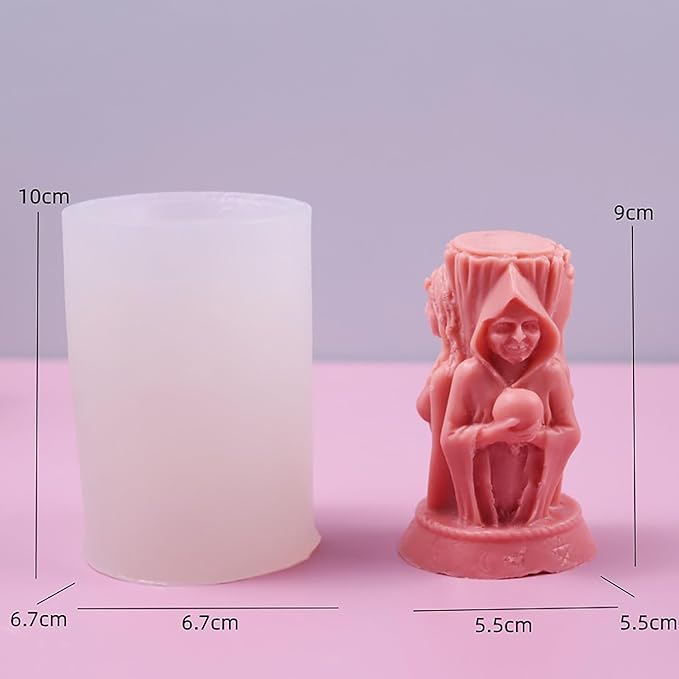 Triple Face Witch Molds Witch Candle Resin Mold - Resin Casting Silicone Molds for Home Decor & Candle Making Wave Spiral Mold