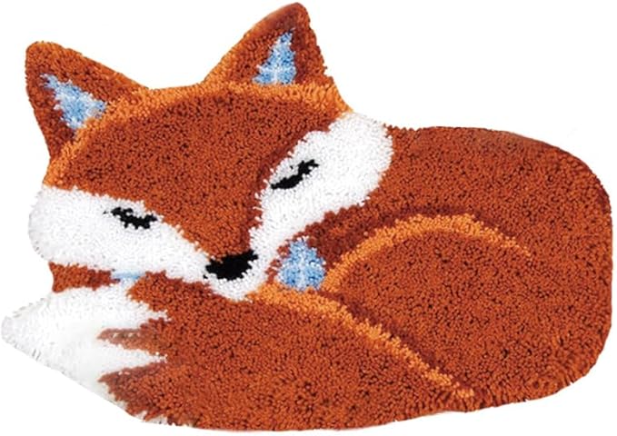 kingsea Latch Hook Kit for Adults, DIY Crochet Yarn Rug with Pattern Printed Latch Hook Rug Kit for Teen, Latch Hook Kit for Beginners - Red Fox