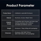 Cloudray Protective Cover Fiber Laser Enclosure 15.2"W x 29.6"H, Compatible with 500mm Lift Column Table, Safety Cover for Laser Engraver Cutter Machine