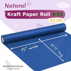 SMART&CASUAL 15" x 450" (37.5') Kraft Paper Roll for Art Craft Supplies Gift Wrapping Moving Packing Kids Painting Drawing Paint Easel Poster Chart Paper (Blue, 15" W x 450" L (37.5'))