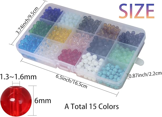 1180PCS Glass Beads 6mm Transparent Crystal Smooth Loose Beads Bracelet Making Kit Healing Chakra Beads for DIY Jewelry Making Bracelets & Crafts #30722