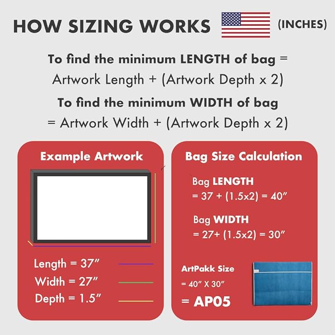 Art Bags (AP08-52" x 63") - Strong • Shock-Absorbent • Reusable • Non-Toxic • Waterproof • Acid-Free Lining - Long-Term Art Storage + Shipping + Protection Solution (Color May Vary)