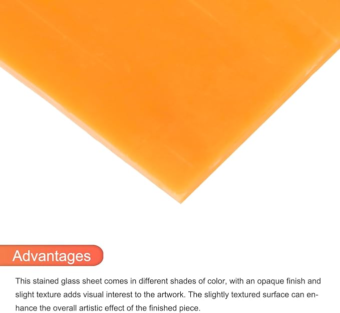 MECCANIXITY 2 Pcs Stained Glass Sheet Mosaic Tile 7.9 Inch x 5.9 Inch Orange Red Stained Glass Sheets for Crafts DIY Art Project