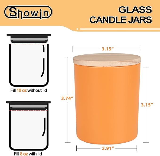 10 OZ Thick Candle Jars for Making Candles 15 Pcs, Empty Jars with Wood Lids for Candle Making, Sample Container, Fall