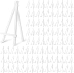 100 Pcs 6 Inch Mini Plastic Easel Stands Bulk White Art Easel Tripod Tabletop Holder for Painting Sign and Card Photo Display Canvas Craft Wedding