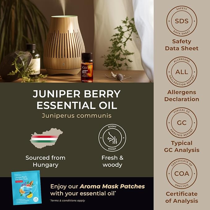 Gya Labs Juniper Berry Essential Oil - 0.34 Fl Oz - for Hair, Skin, Diffuser, Aromatherapy & DIY Candle Making Scent